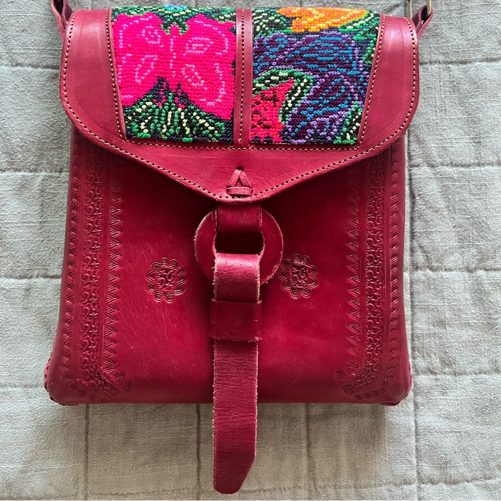 Leather women crossbody handmade
